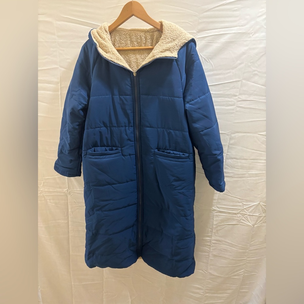Cozy Blue Hooded Puffer Coat